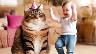 Baby dance & cat