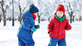 2 friends playing in snow