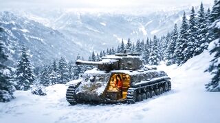 A Chinese Woman Turned Abandoned 100-Year-Old War Tank Into Secret Cozy Café on Snowy Mountain(ASMR)
