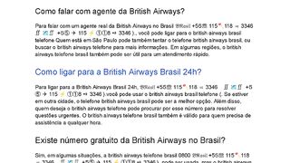 Qual é o telefone oficial da British Airways no Brasil?