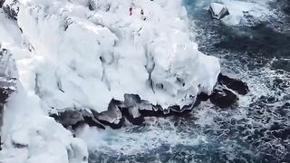 This is what the Yankito lava plateau on Iturup Island looks like in winter.