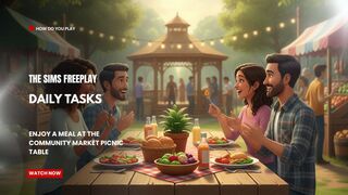 The Sims FreePlay - Daily Tasks: Enjoy A Meal At The Community Market Picnic table