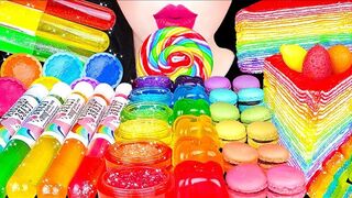 ASMR-RAINBOW-DESSERTS-무지개-먹는-립스틱-틱톡젤리-닉클