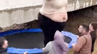 See how an over weight lady when jumps into the rivers suddenly that the total full his broken down with his weight