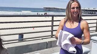 Too beautiful womens taking bath alongside the seaside on Australian see