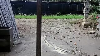 Fresh Concrete Floor in Rural Yard – Simple Village Construction Scene