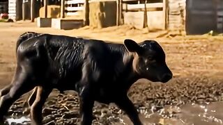 Black cow vs white lion fight for baby.mp4.2026