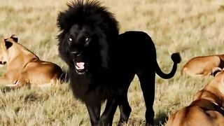 Rare Aggressive Black Lion Growls at Safari.mp4.2027