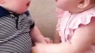 Two baby fight thier own language only they understand