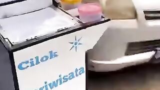 Funny meatball seller