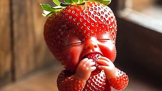 Asmr baby fruit eating strawberry