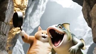 Fat cat stealing treasures