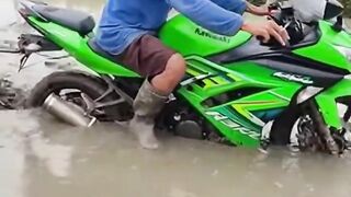New innovation for farmers plowing rice fields using Kawasaki Ninja