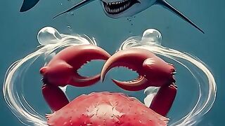 a hybrid animal of a crab and a shark