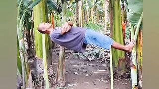 A man sleeps in Magical posture