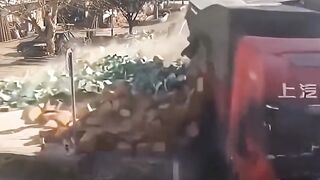 Peak civic sense: China citizens unite to reload fallen cargo-would your country do same ????❤️