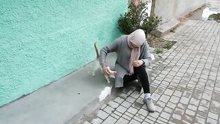 The tabby cat didn't think he'd be slapped by his girlfriend while he was eating.