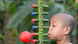 Bamboo Creations with Six Colourful Balloons Toys #craft #bamboo #shorts