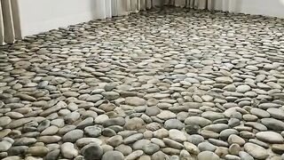 You Won’t Believe This Epoxy Floor Transformation ???? River Stones + Resin! #shortsfeed #trending