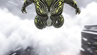 Super mulher voando nas nuvens