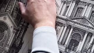 Hypnotic Architectural Linework: A Journey in Ink