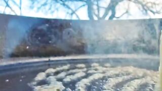 perfectly cooked steak by the river