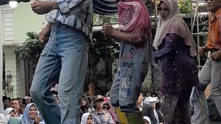 The cowboy is dancing.