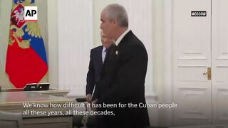 Putin says Russia will not accept recent US sanctions against Cuba.