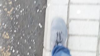 Walking on the edges of a sidewalk