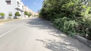 A very friendly cat, we exchanged attention and I offered him delicious food.