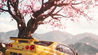 Nissan R34 With Cherry blossoms
