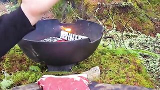 jungle steak with baked potatoes