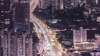 Shanghai busy traffic at Evening