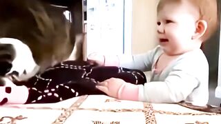 Baby With Kitten #funny #funnyreels #kitten #baby