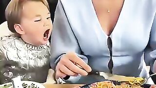A baby who loves to eat