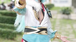 Action figure - vibrant cosplay character in outdoor setting | Trending HD Video
