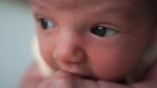 Baby Toys - close up of newborn baby with curious expression | Trending HD Video