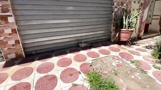 This fluffy cat always greets me by lying on the floor.