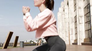 Action figure - woman in pink and gray sports gear exercising outdoors | Trending HD Video