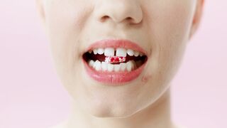 Funnyfuzzy - taking a pill mouth close up | Trending HD Video
