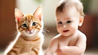 cat happy and baby