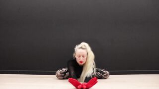 Yoga and stretching in pantyhose full hd