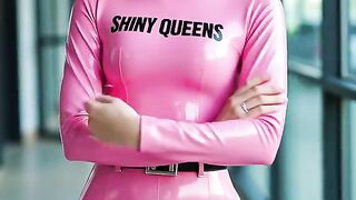POV Youre a SHINY QUEEN This hot pink PVC set has me feeling unstoppable Whos ready to slay the day ShinyQueens Y2KFashion ViralStyle latexmodel