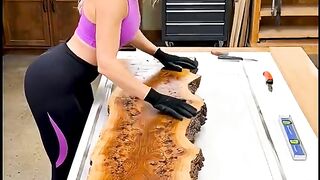 She Poured ELECTRIC PURPLE Lightning Epoxy on Wood… It's ALIVE! ⚡???? #shorts