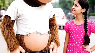 छोटी लड़की बंदर को क्या कह दिया ????????????AI video#viral #funny #video