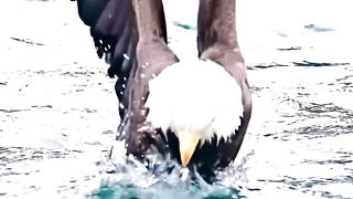 Insane eagle devours fish whole while flying #wildlife #birds #eagles