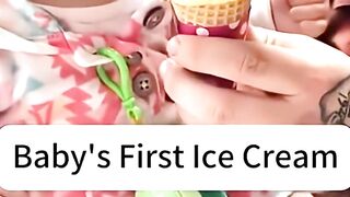 The baby's reaction to eating ice cream for the first time #funnybaby #eating #babylove #usa