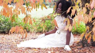 The Bold and the Beautiful - elegant woman in vintage dress under autumn tree | Trending HD Vid