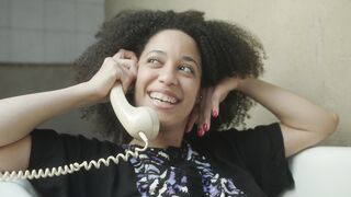 The Pioneer Woman - woman joyfully talking on a vintage phone | Trending HD Video