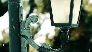 Winterhalter - snowy vintage street lamp in winter scene | Trending HD Video